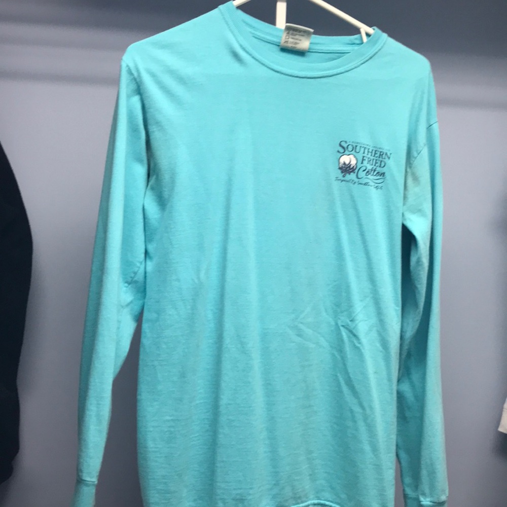 AQUA BLUE SOUTHERN FRIED COTTON LONG SLEEVE